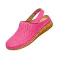 thumbnail image 3 of Domuza Women's Closed Toe Wedge Sandals Elastic Ankle Strap Mesh Breathable Clog Mules Comfortable Slip On Walking Shoes for Everyday Wear Hot Pink 7（EU-38）, 3 of 4