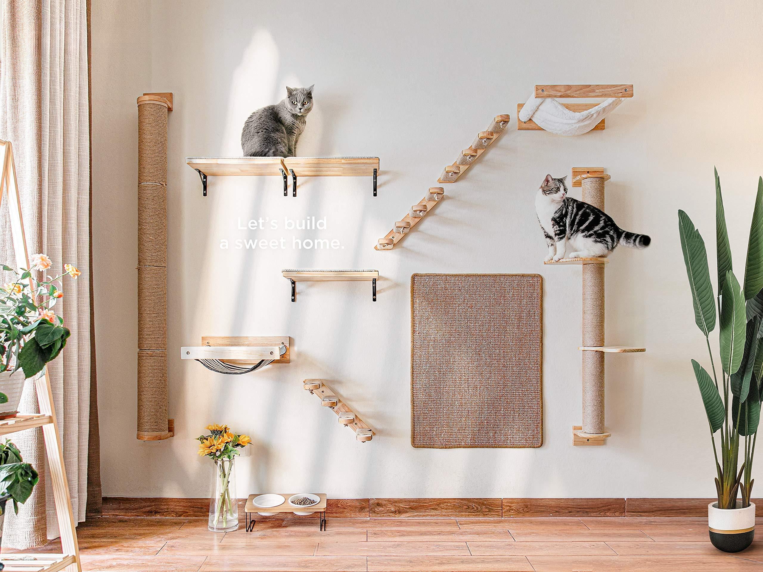 Cat Hammock M-White Flannel Wall Mounted Perch for Sleeping Playing Lounging