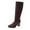 Brown, variant on EYWGYA Women's Knee-High Boots,Women High Heel Boots,Fashion Casual Winter Solid Color Round Toe Thick Heel Slim Breathable Elastic Skinny Boots High Heel Mid-Calf Boots
