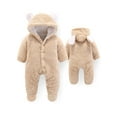 thumbnail image 3 of Newborn Baby Boy Girl Snowsuit Romper Infant One Piece Fleece Hooded Jumpsuit Winter Button Down Outwear Outfits (0-12M), 3 of 3