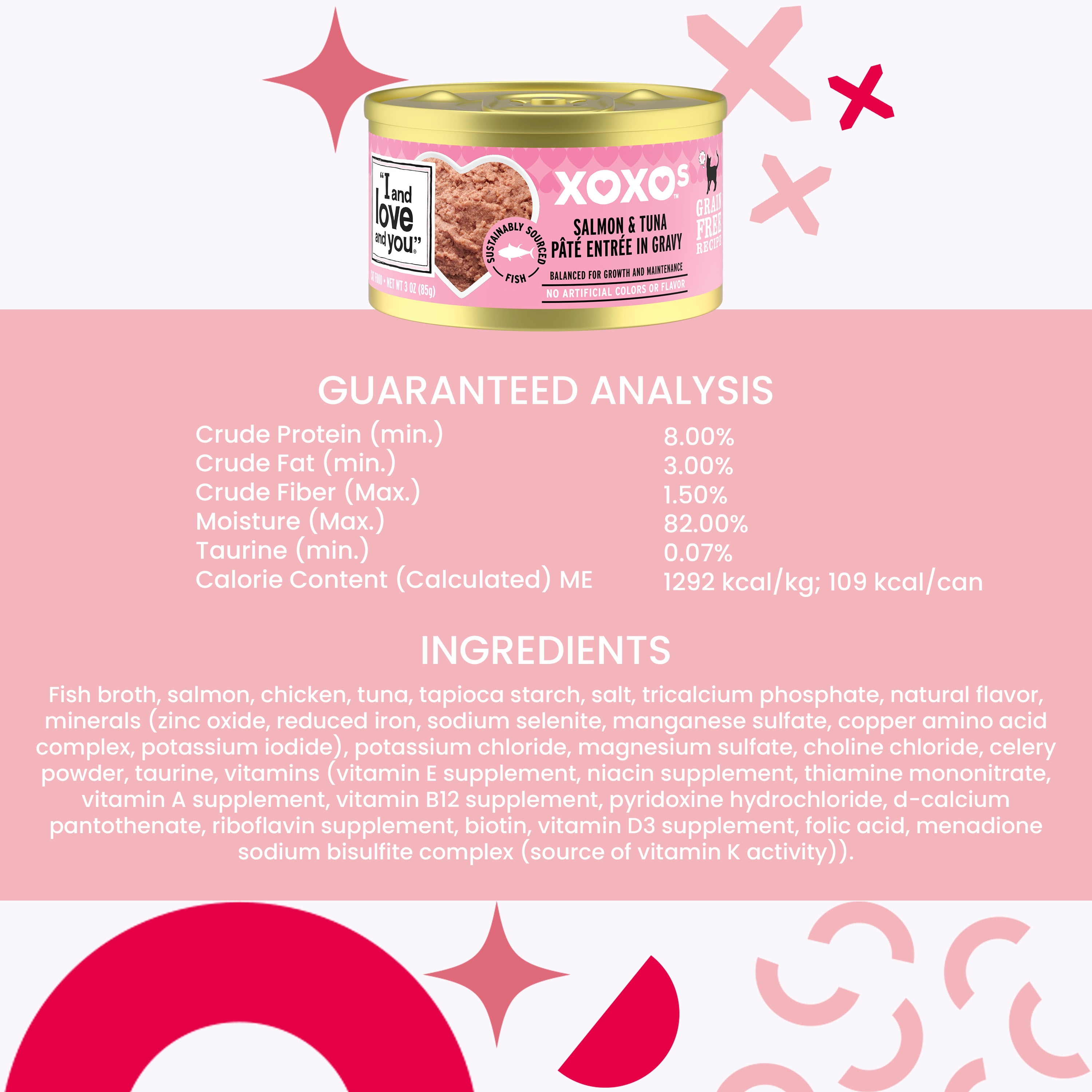 "I and love and you" XOXOs, Whitefish, and Tuna Pate' Canned Wet Cat Food