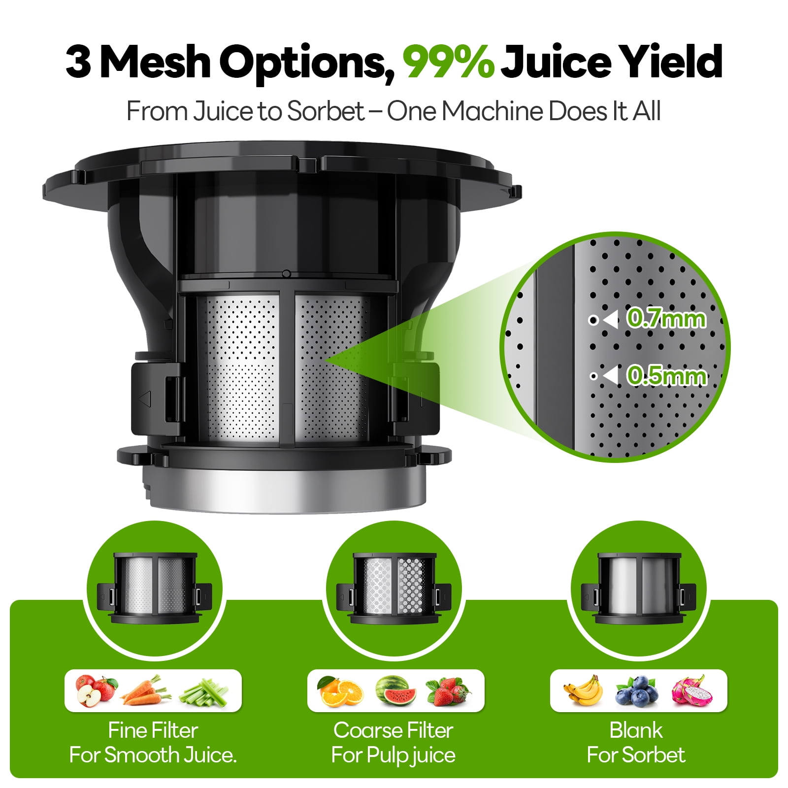 Aeitto Cold Press Juicer, 5.9" Extra Wide Feed Chute, Powerful AC Brushless Motor,Juicer Machines with BPA-Free
