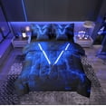 thumbnail image 2 of Erosebridal Teens Lightsaber Bedding Sets Twin Size, Square Geometry Comforter Sets with Sheets, Blue, Reversible 7 Pieces, 2 of 5