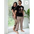 thumbnail image 1 of Men 1pc Coffee & Letter Graphic Tee & 1pc Plaid Pants PJ Set, 1 of 5