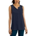 thumbnail image 5 of MSRP $13 Karen Scott Women Split-Neck Tunic Tank Top Navy Size Medium, 5 of 8