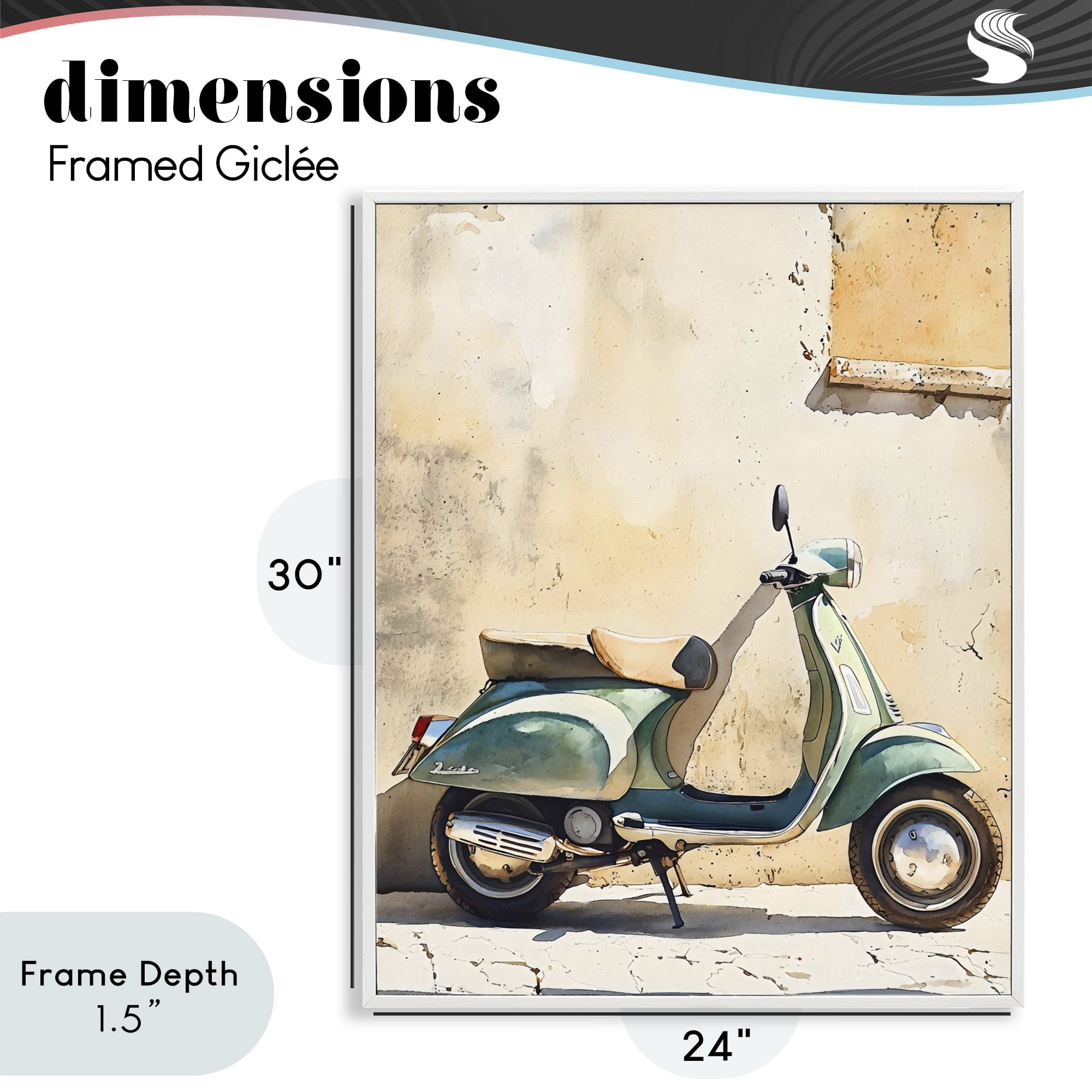 Stupell Industries Vintage Scooter on Italian Street White Framed Giclee Art, design by LSR Design Studio
