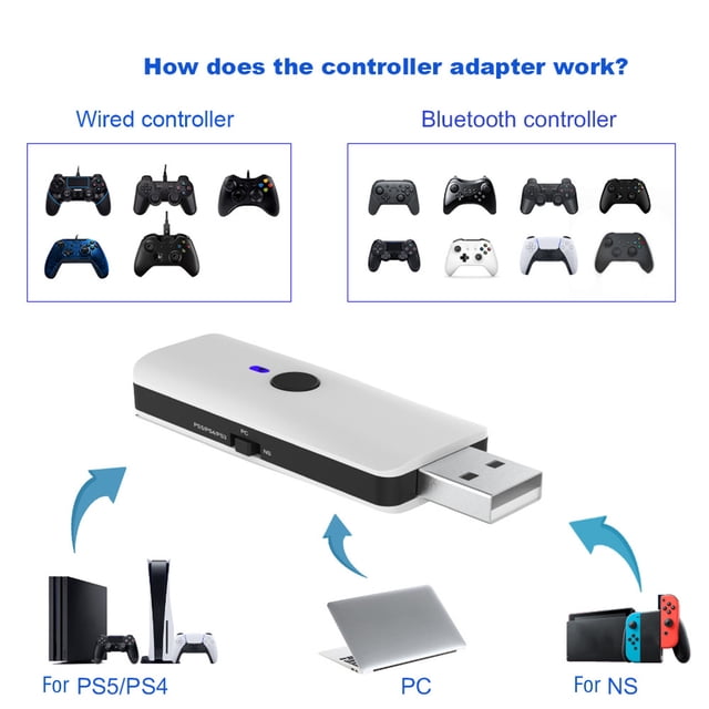 Wired and Wireless Bluetooth Controller Adapter for PS5/PS4/switch/PC/P3 Host