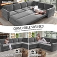 thumbnail image 3 of 118'' Pull Out Couch, Convertible Sleeper Sofa Bed, Upholstered Sectional Sofa, Chenille L-Shaped Couch with Nailhead Trim, Modern Sectional Couches for Living Room, Apartment, Light Grey, 3 of 11