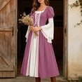 thumbnail image 3 of BRGZLK Medieval Renaissance Dress for Women 2026 Trendy Color Block Square Neck Lace Up Goth Costumes Dresses for Ren Fair Halloween Cosplay Pink 2XL, 3 of 9