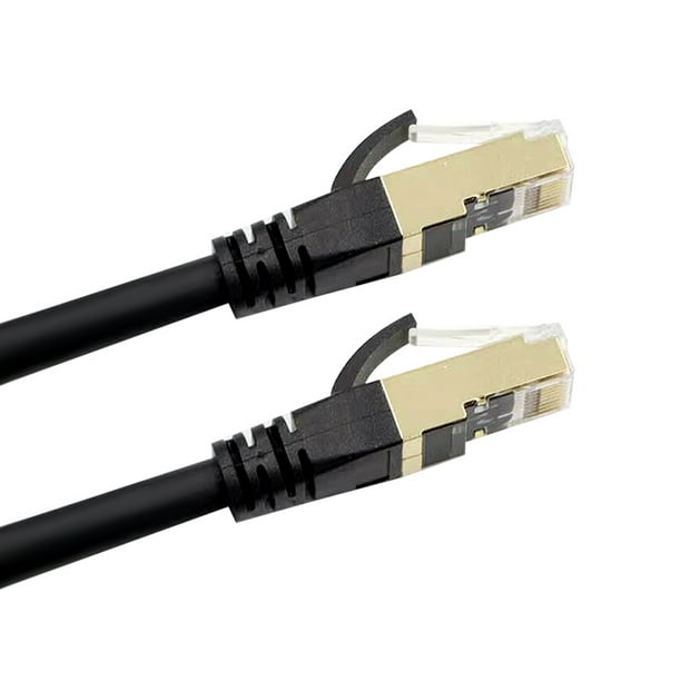 Cat8 Ethernet Cable Réseau Haute Vitesse Câble 40Gbps 2000mhz / Blindé Paire Torsadée / Or Plaqué Interface RJ45 Noir 15M