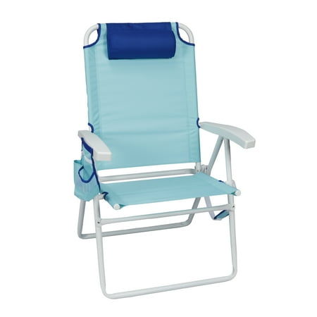 Mainstays Reclining 4-Position Oversize Beach Chair with Adjustable Pillow and Storage