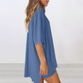 thumbnail image 6 of GILIGEGE Summer Sets Women 2 Piece Outfits Women's Two Piece Set 2025 Summer Casual Oversized Shirts Biker Shorts Matching Travel Outfit Matching Summer Lounge Sets Blue L, 6 of 6