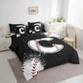 thumbnail image 3 of Manfei Baseball Sport Bedding Comforter Set 7 Pieces for Kids Teens, Black White Queen Bedding Sets, Monogrammed Letter C Queen Sheet Sets, Ultra Soft Home Decor, 3 of 8