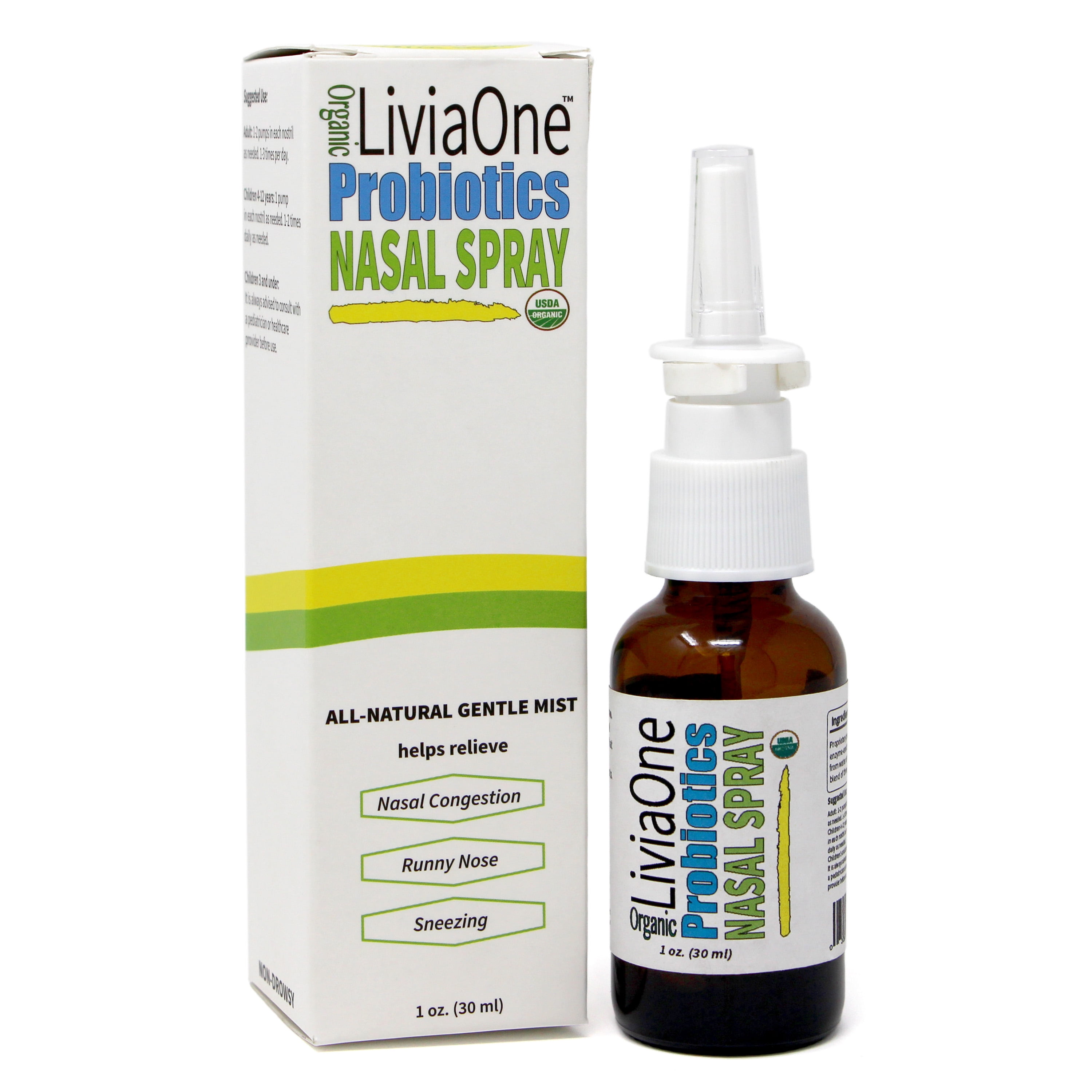 LiviaOne Probiotics Nasal Spray 1oz USDA Organic Certified All
