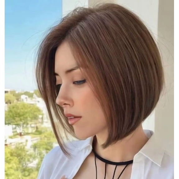 Chic Central Stripe Short Synthetic Hair Wig for Women Natural Look