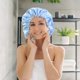 thumbnail image 5 of (Sky Blue) 1 pc sleeping hat, solid color, double layers with elastic beauty hat, portable lock, 5 of 5