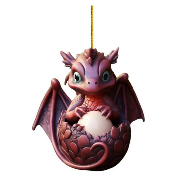 Holloyiver Cute Dragon Figurines, Christmas Dragon Ornaments, Dragon Egg Christmas Tree Pendant, Hanging Ornament for Car Mirror,Key Chain,Home Decoration