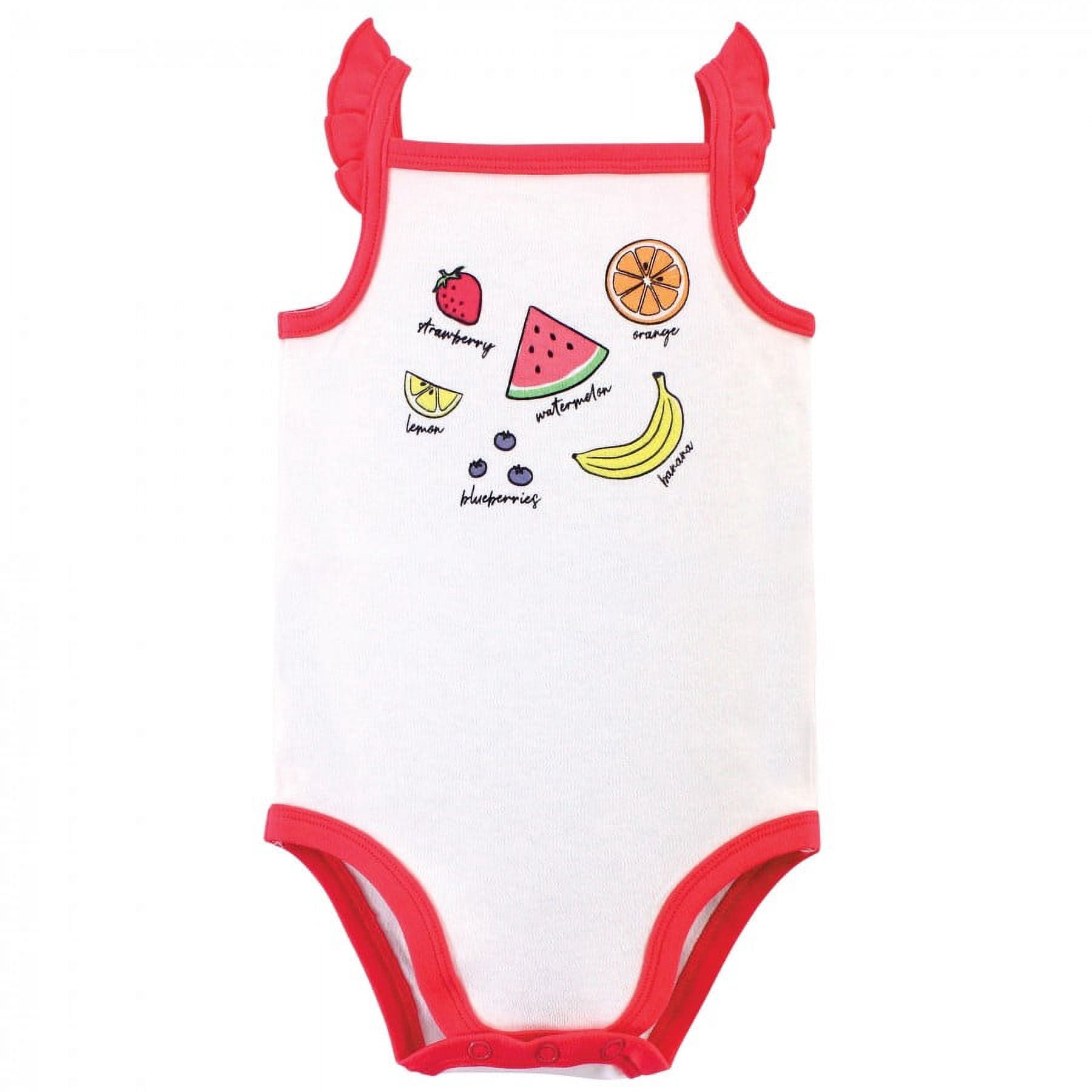 Touched by Nature Baby Girl Organic Cotton Bodysuits 5pk, Fruit, 12-18 Months