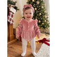 thumbnail image 6 of Cenuakty Baby Girl Christmas Outfit Long Sleeve Velvet Ruffle Romper and Headband, 6 of 9