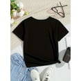 thumbnail image 2 of Girls Youth Casual Fashion Ain't No Family Like The One I Got Letter Printed Short Sleeve T-Shirt, Cute Style, Round Neck, Summer Top – Black, 2 of 6