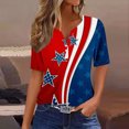 thumbnail image 1 of Fiudx Ofertas Relámpago Camiseta Holgada con Cuello En V y Estampado Del Día de La Independencia para Mujer, 1 of 5