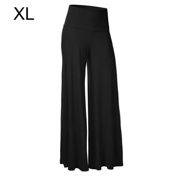 Pants High Waist Yoga Pants Wide-Leg Woman Trousers Sport Wear, Black, XL 