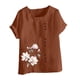 thumbnail image 4 of Vestidos Casuales Para Mujer, Blusas De Mujer De Moda Blusa informal de lino con cuello redondo, manga corta y botones para mujer, 4 of 4