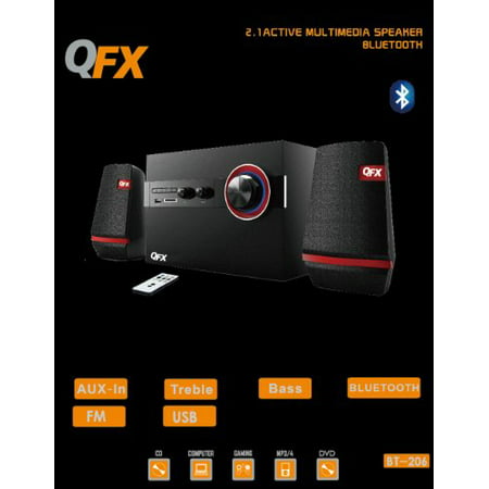 Qfx 2 1 Channel Bookshelf Stereo Bluetooth Fm Radio Usb Sd