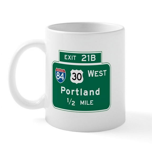 CafePress - Portland, OR Highway Sign Mug - 11 oz Ceramic Mug - Novelty Coffee Tea Cup