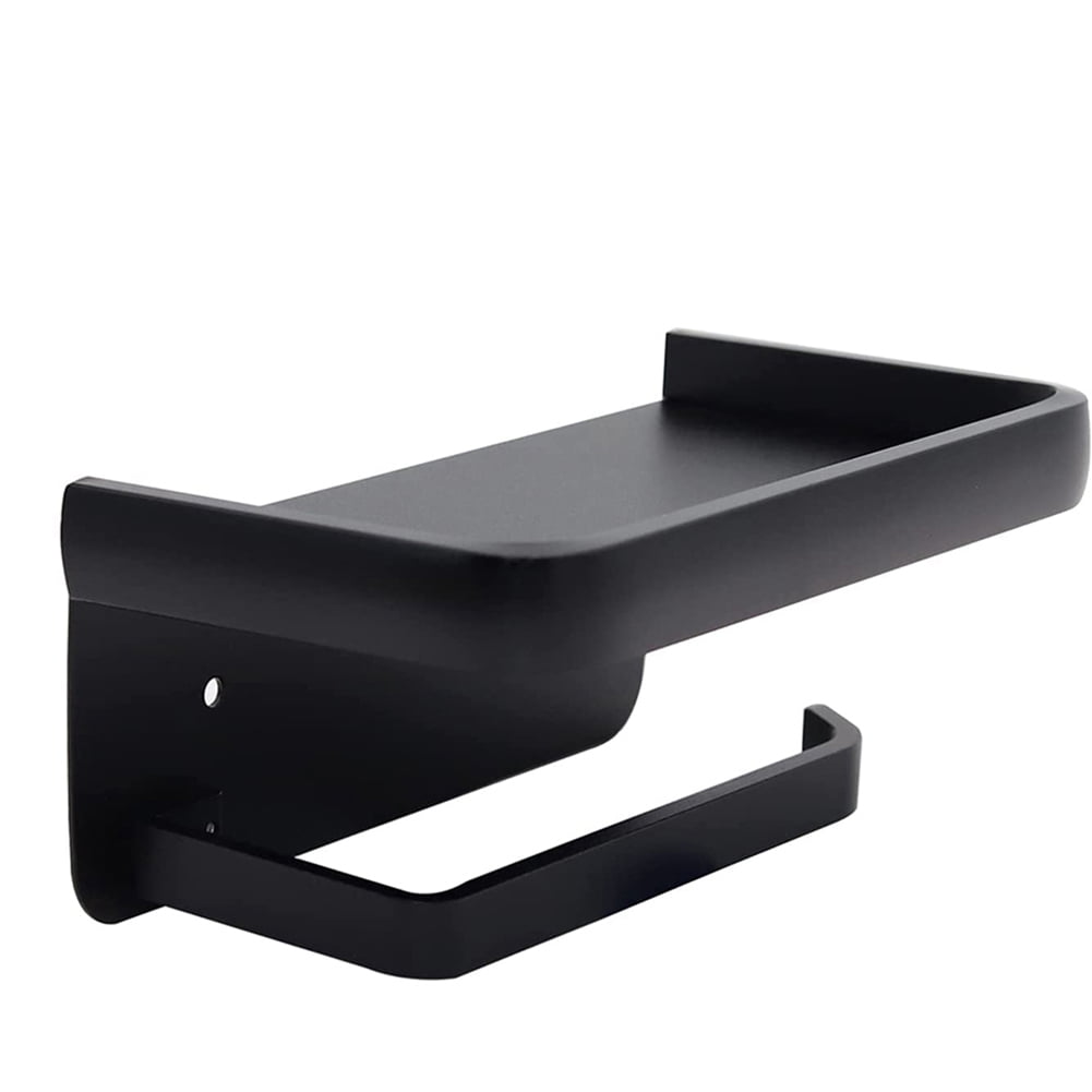 Toilet Paper Holder with Shelf, Matte Black Toilet Paper Wall Mount