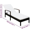 thumbnail image 4 of vidaXL Chaise Longue avec Coussin en Polyrotin Brun, 4 of 5