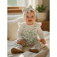 thumbnail image 5 of BemeyourBBs Newbron Baby Girl Golf Outfit Romper Infant Girls Spring Fall Winter Clothes Long Sleeve Golf Cart Print False Two-piece Patchwork Jumpsuit with Headband, 5 of 9