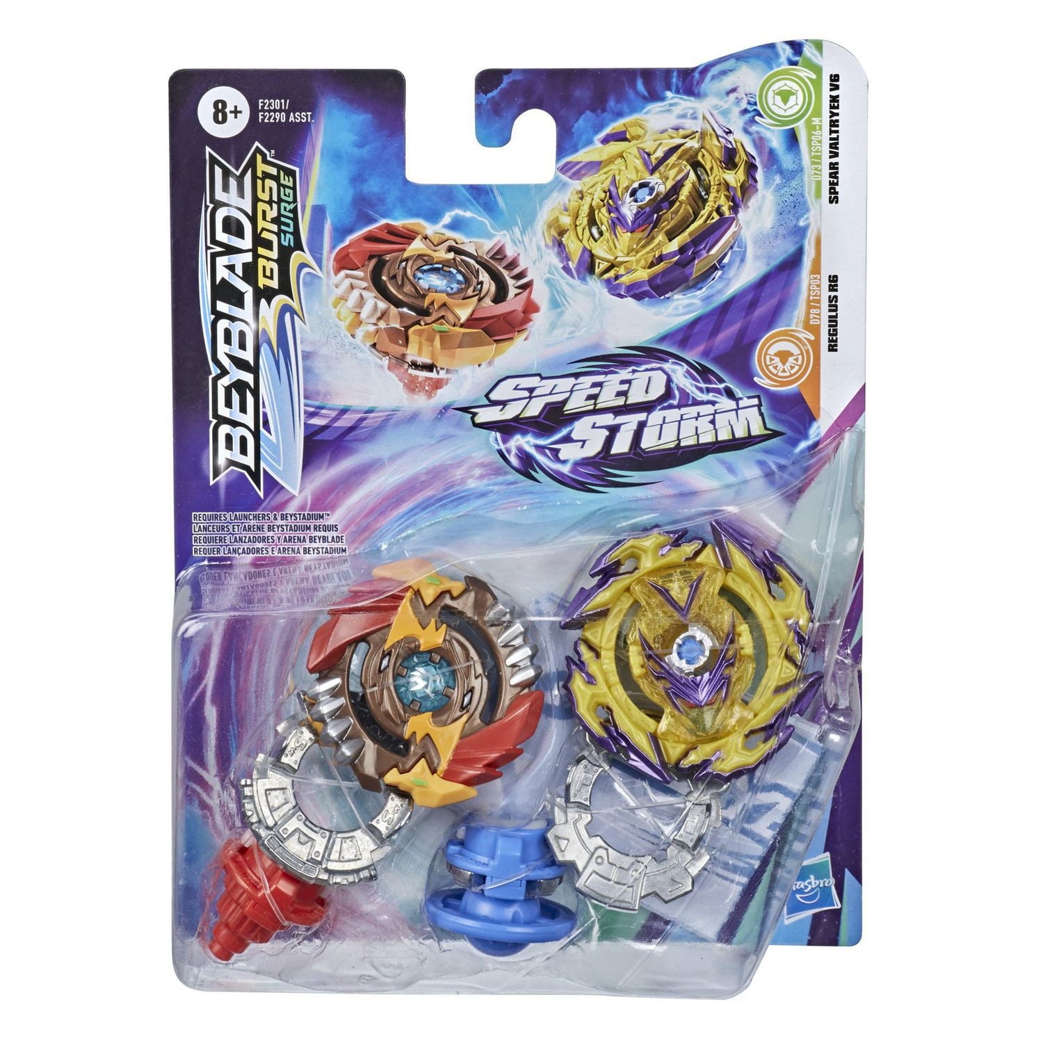 Beyblade Burst Surge Speedstorm Spear Valtryek V6 and Regulus R6 Spinning Top Dual Pack -- 2 Battling Game Top Toy for Kids Ages 8 and Up