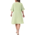 thumbnail image 3 of Agnes Orinda Women's Plus Size Ruffle Sleeve Lace Insert Tassel Bohemian Midi Dress 4X Light Green, 3 of 5