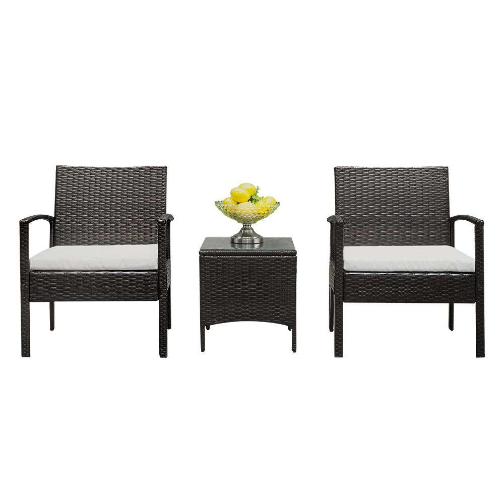Clearance 3pc Outdoor Patio Garden Wicker Furniture Rattan Sofa Set With Cushions