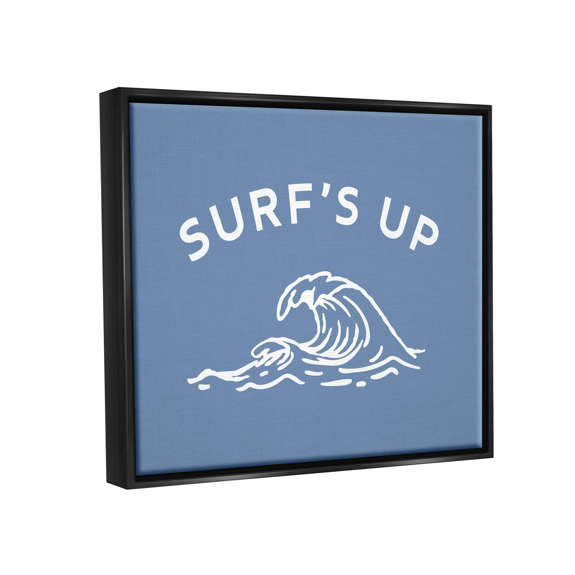 Stupell Industries Surf's Up on Blue Landscape Painting Black Floater Framed Canvas Art Print Wall Art, 21 x 17