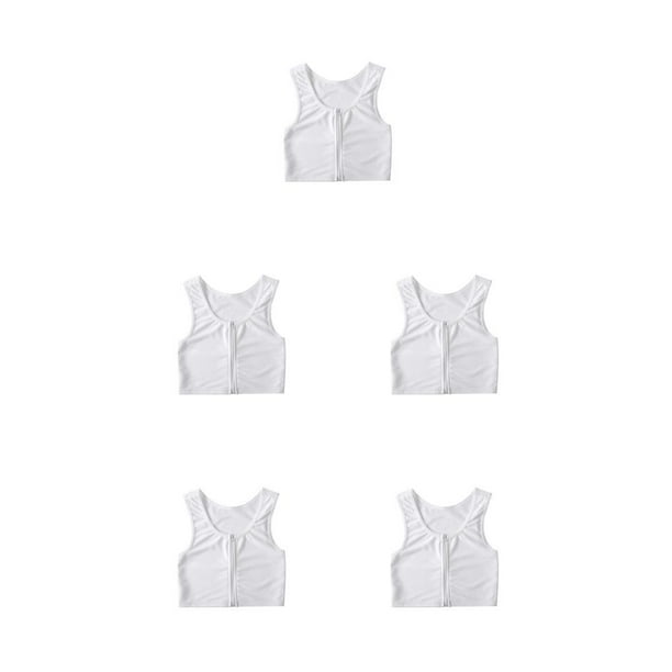 Minnieouse Tank Top Chaleco Camisa Pecho Trans Elástico Deportes Ropa Interior Vendaje Reforzado Corsé Corto Transpirable Mujer Blanco XL Type2 NO2
