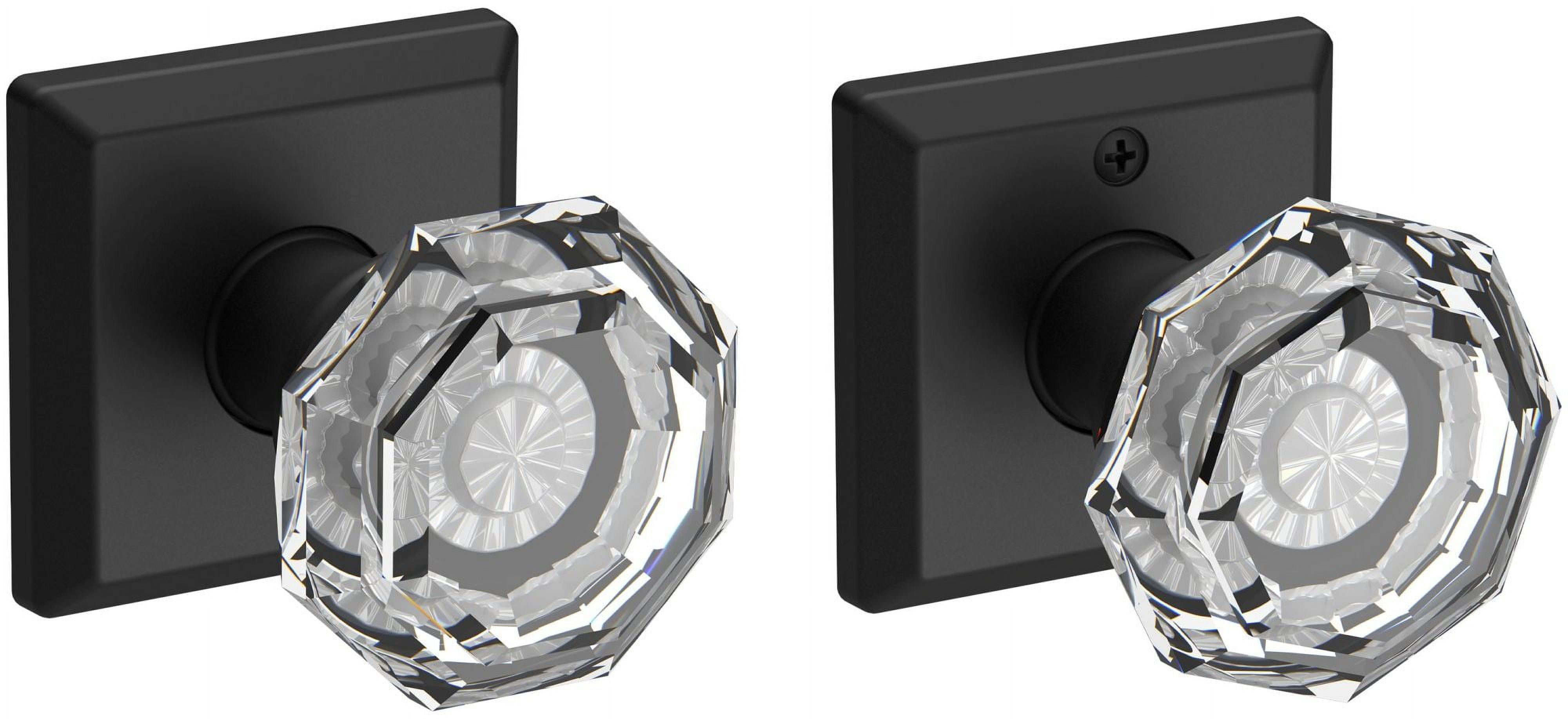 Baldwin Reserve Pscrytsr141 Passage Crystal Knob With Traditional Square Rose With 6Al Latch And Dual Strike Bright Nickel Finish
