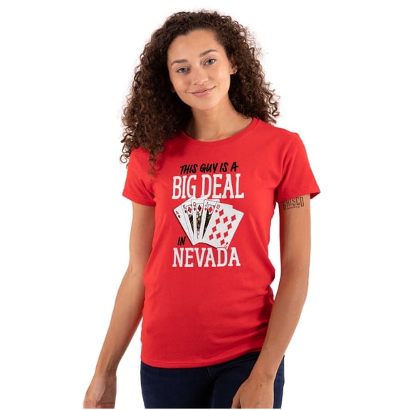 Funny Poker Hand Nevada NV Tourism Womens Fitted Plus Size Graphic Tee Brisco Brands 2X