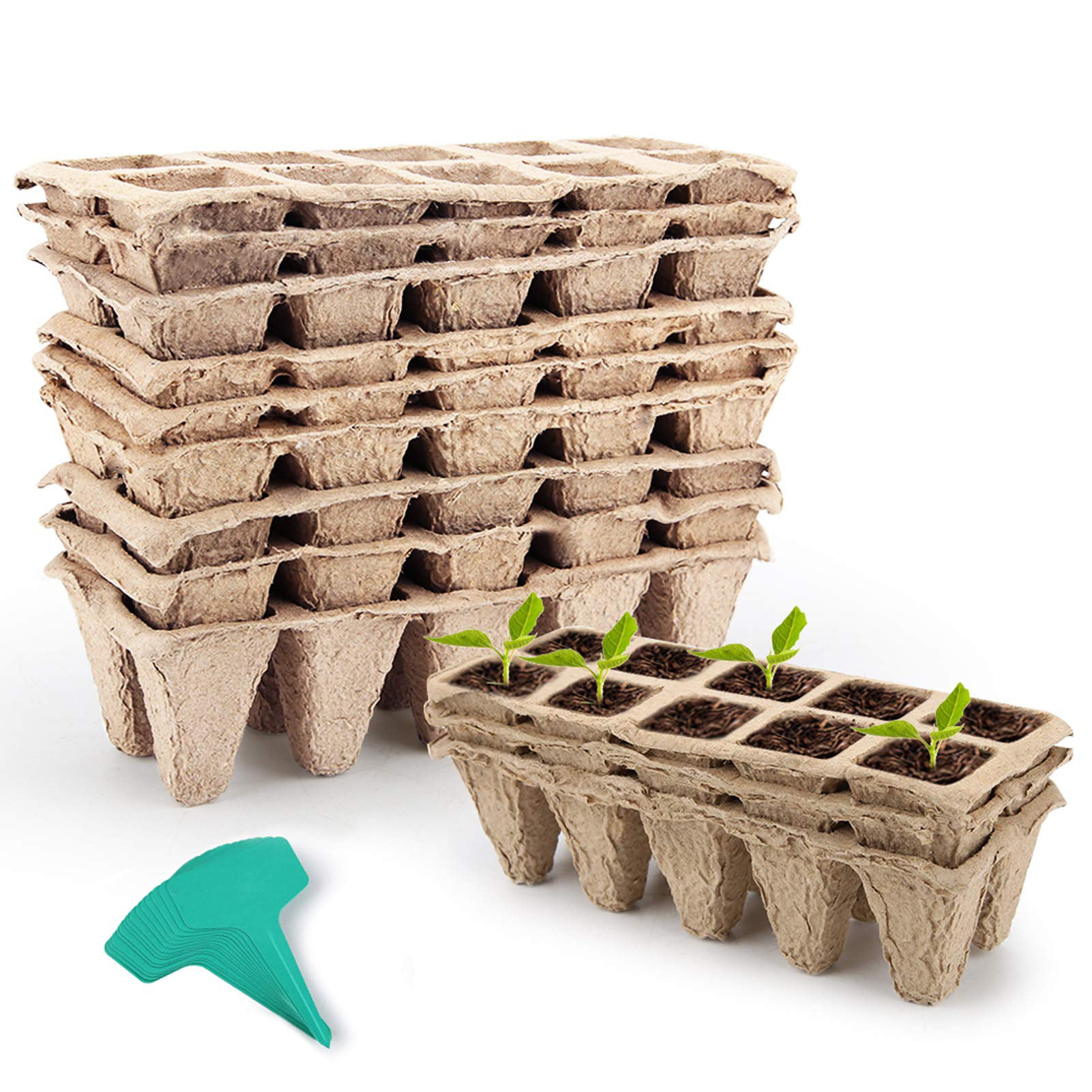 5pcs Peat Pots Seed Starter Trays 60 Cells Biodegradable Plant Seedling Tray 
