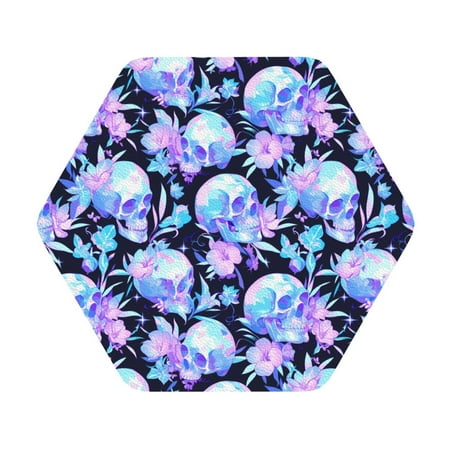 

Salouo flower Skull star Print Round Coaster Drink Coasters Leather Bar Beer Beverage Coasters for Drinks Set of 4 for Tabletop Protection Coffee Table Decor