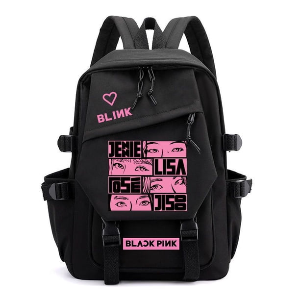 Negro blackpink Merchandise Mismo Estilo Ventilador De Tinta Apoyo Estudiante Mochila Mujer Jin Zhini lisa