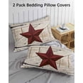 thumbnail image 2 of Texas Star Vintage Queen Pillow Cases Set of 2 - Microfiber Bed Throw Pillow Covers, Red Retro Berry Wooden Decorative Lumbar Pillow Cover with Envelope Closure for Sofa/Travel 20"x30", 2 of 6