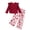 Red, variant on Yaoqi 4T Toddler Girl Outfit Set 5T Child Girls Clothes Ruffle Long Sleeves Knitted Top Floral Wide Leg Pants 2pcs Clothing Red