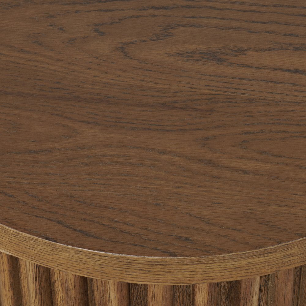 Jofran Auden 24" Round Mid-Century Modern Fluted Pedestal Base End Table