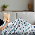 thumbnail image 3 of Modern Soft Flannel Fleece Throw Blanket, Whale Fish Swimming in the Ocean Sea Fins Marine Underwater Childish Design, Cozy Plush for Indoor and Outdoor Use, 50" x 60", Dark Sky Blue, by Ambesonne, 3 of 5