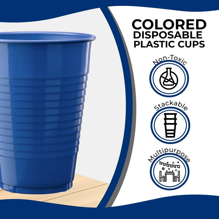 Exquisite 12 Ounce Disposable Navy Plastic Cups-50 Count