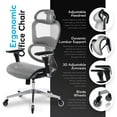thumbnail image 3 of Oline ErgoPro Chaise de Bureau Ergonomique avec Dossier Inclinable et Roues, Gris, 3 of 9