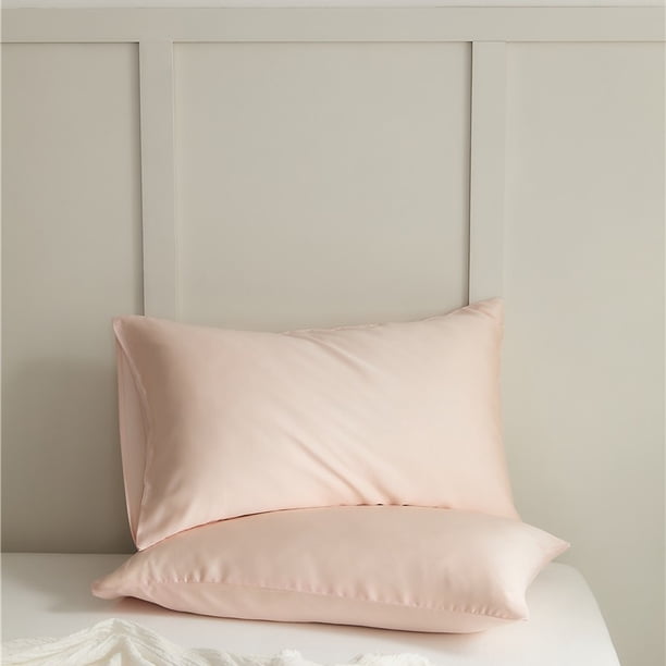 Nvzi 3 fundas de almohada de color liso. Lujo ligero para una vida plena. Fundas de almohada de tela seleccionada para proteger tus dulces sueños. 48 x 74 cm (rosa melocotón).