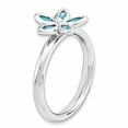 thumbnail image 3 of Sterling Silver Stackable Expressions Blue Topaz Flower Ring Size 8, 3 of 3